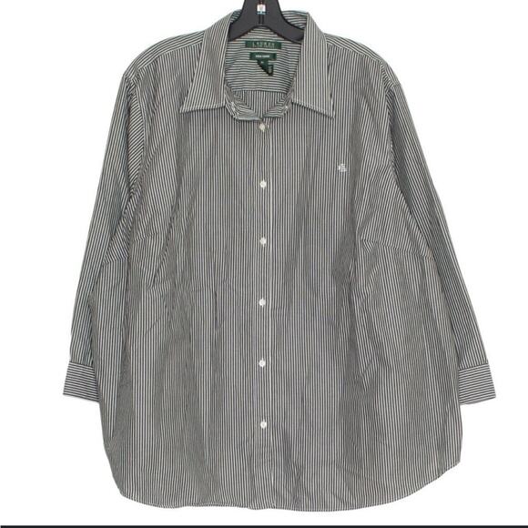 Lauren Ralph Lauren Tops - Lauren Ralph Womens Top Button Up Non Iron Logo Career Black 2x (Price Firm)